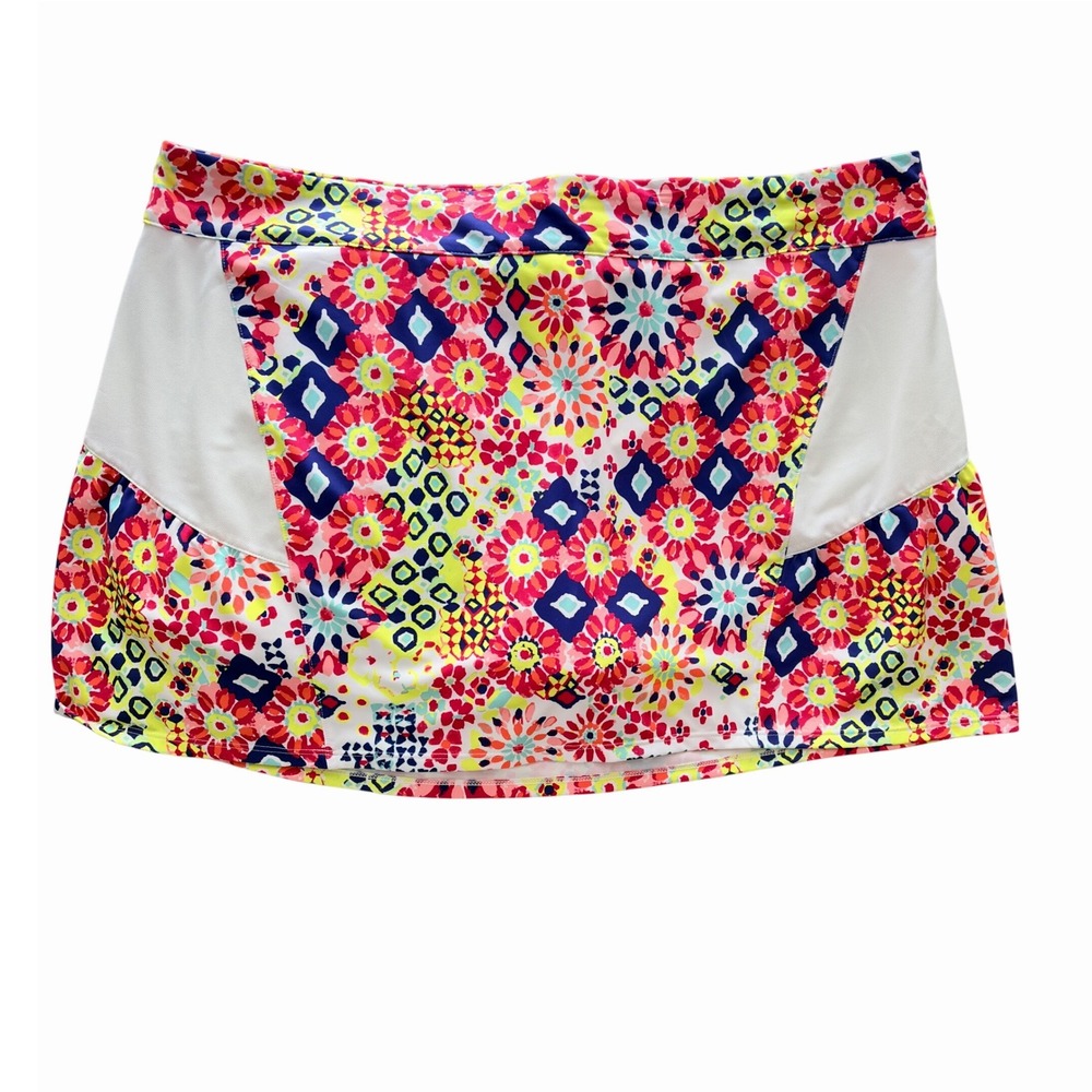 Lillie Green Golf Skort XL Floral Pink Navy White Stretch Athletic Tennis